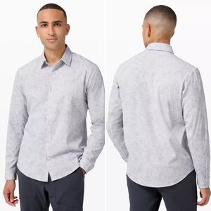Lululemon Airing Easy Long Sleeve Button Down Shirt Light Gray Size Medium